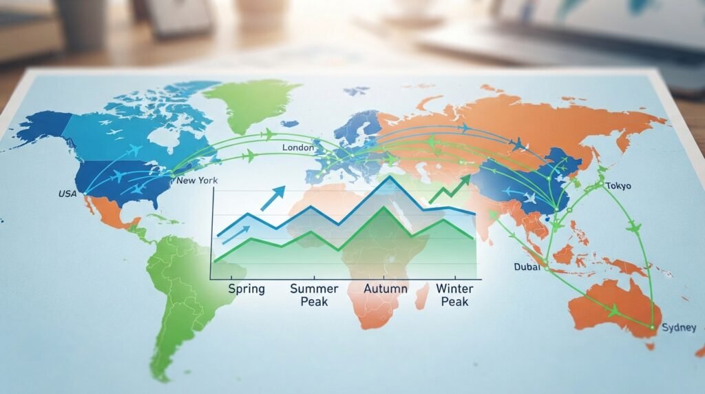 Domestic and international routes compared during seasonal travel demand Domestic and international routes compared during seasonal travel demand